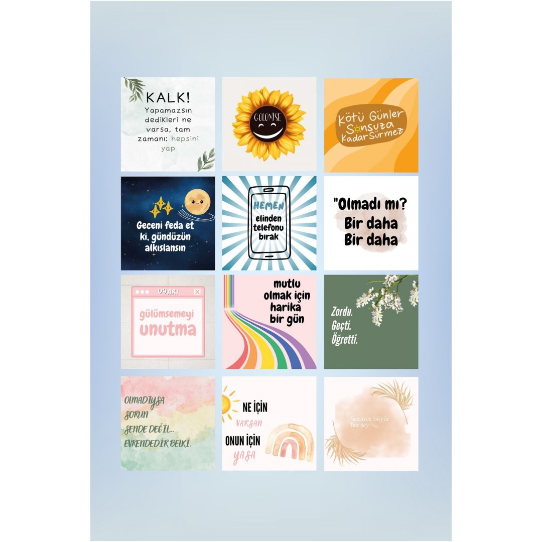 12 Adet Pano için Motivasyon Kartları