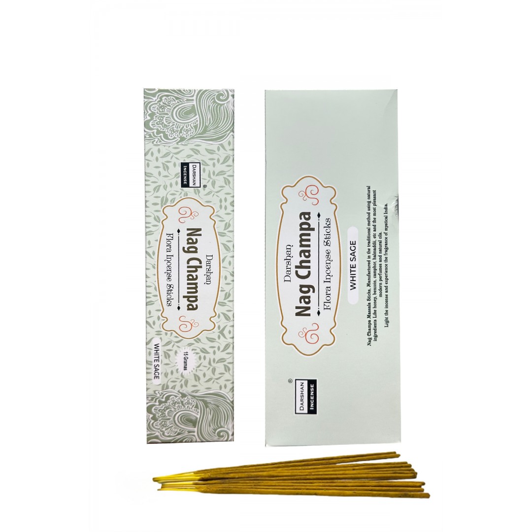 Darshan Nag Champa Doğal Beyaz Adaçayı Çubuk Tütsü
